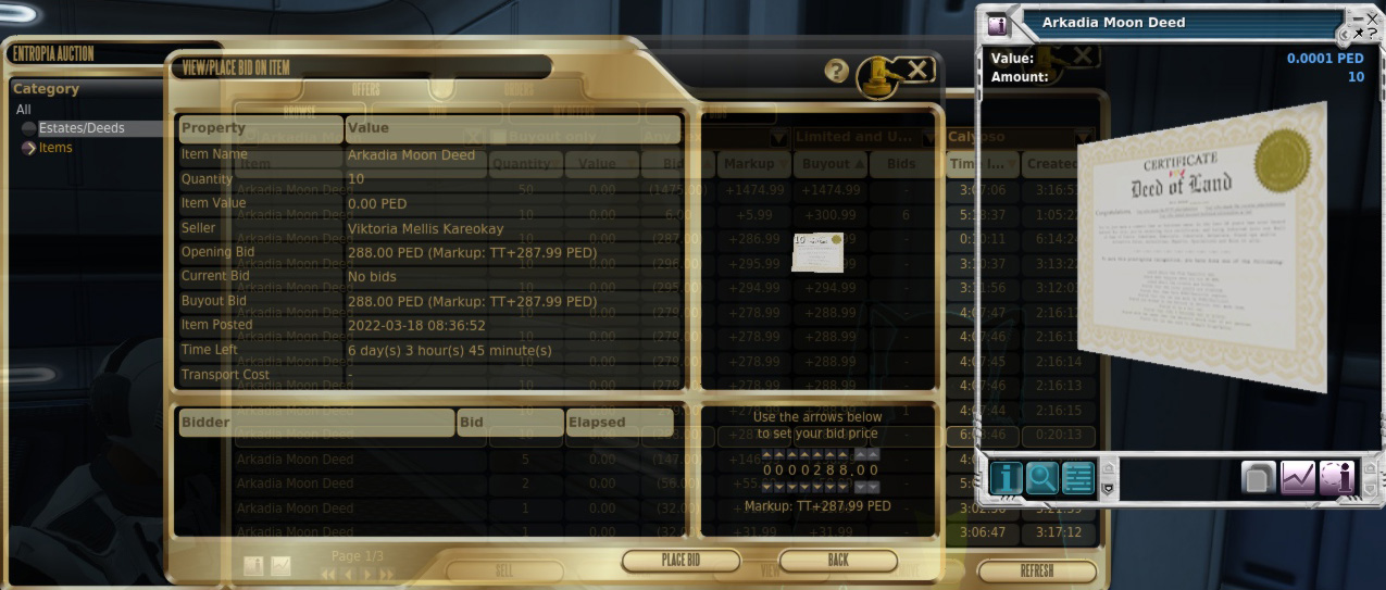 Calypso auction window