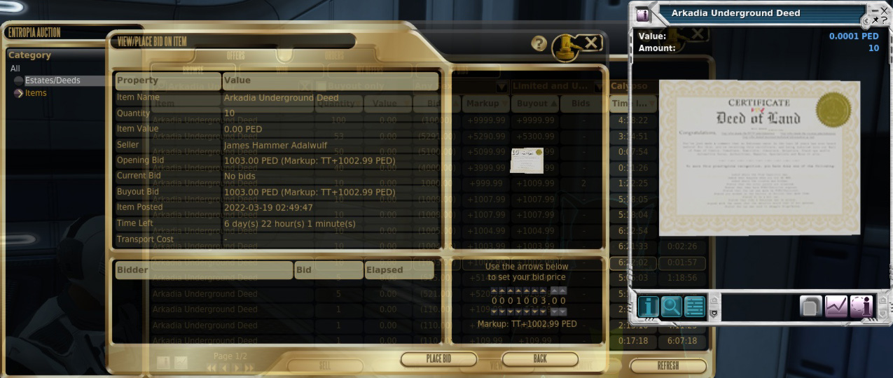 Calypso auction window