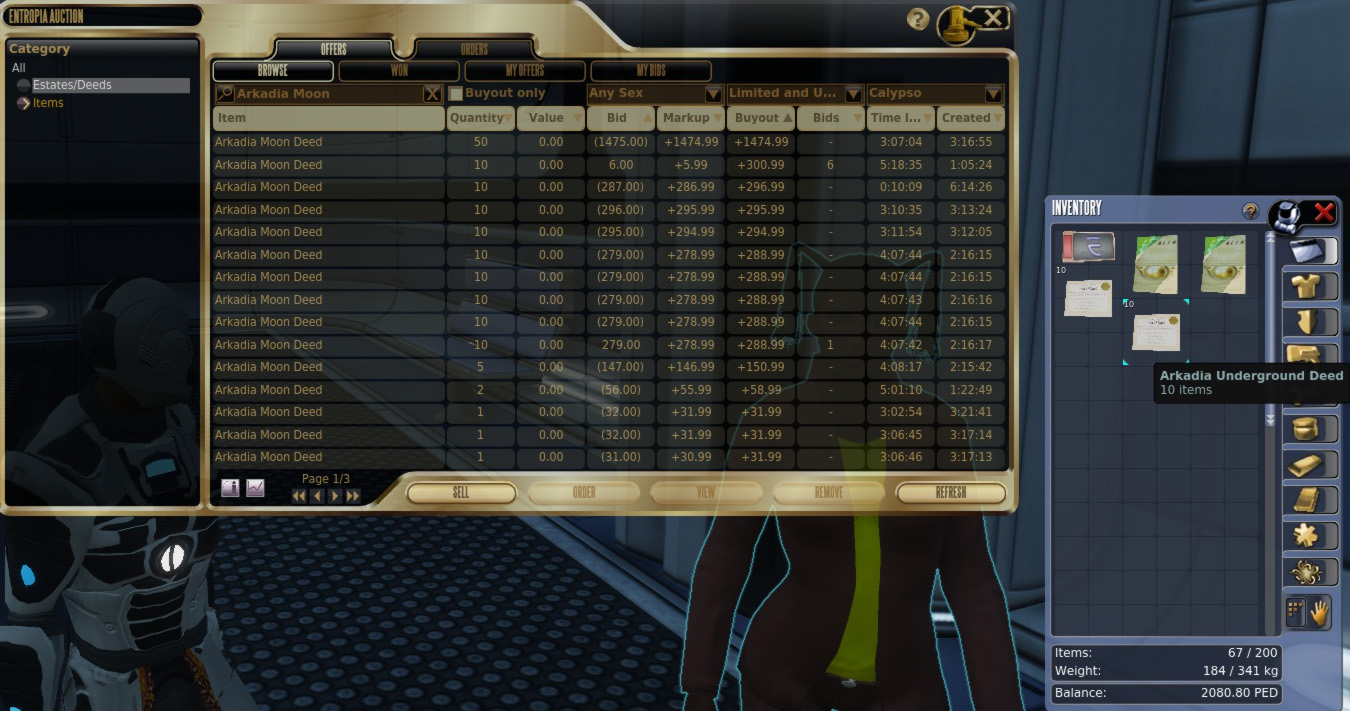 Calypso auction window